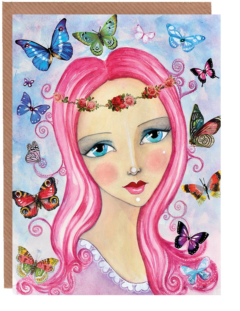Butterfly Love Greetings Card by Sonya Bull Art