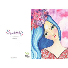 Load image into Gallery viewer, Flowers On Her Head Greeting Card by Sonya Bull Art
