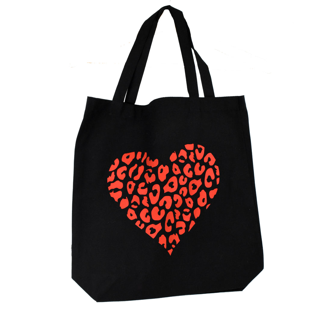 Red Shimmer Love Heart Tote Bag