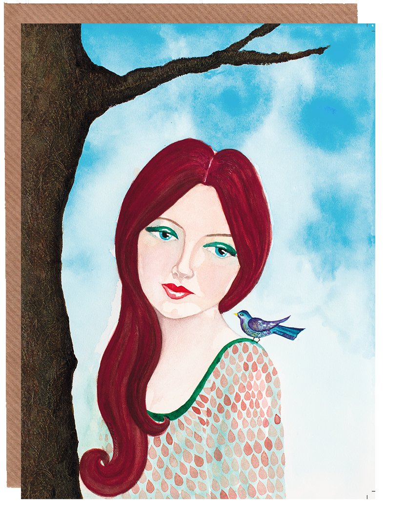 Wistful Blank Greetings Card by Sonya Bull Art